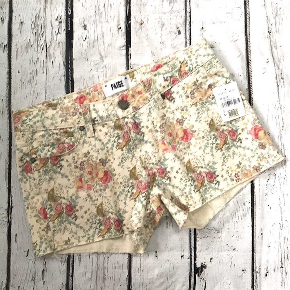 Paige 'Silver Lake' Cutoff Print Denim Sho…